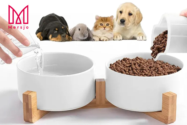 GERDA doppelte Keramik-Holzschale weiß 2x400ml