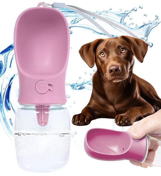 Dog travel bottle 350 ml pink