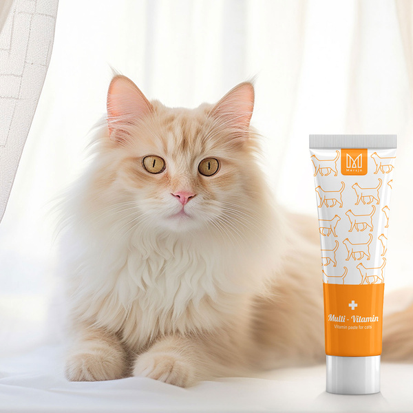 Cat Anti-Hairball paste with multivitamin, dietary supplement Mersjo Multi-Vitamin 100g