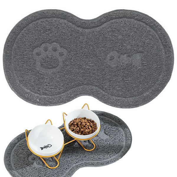 Non-slip mat under pet bowls, grey