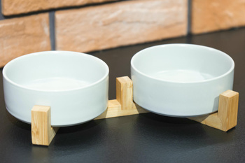 GERDA doppelte Keramik-Holzschale weiß 2x400ml