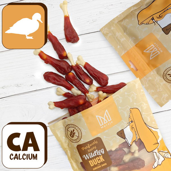 Kalksteinkeule mit Ente, natürliches Hundeleckerli, Mersjo, WildLeg, 500g